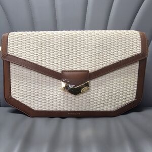DeMellier Natural Raffia. Tan Brown Leather.